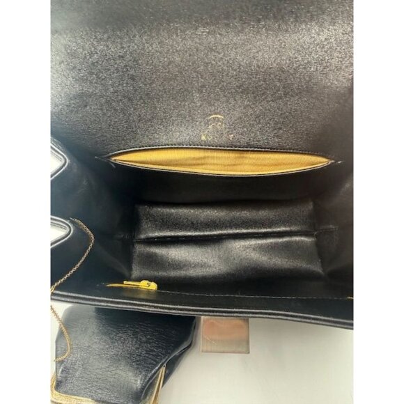 Vintage Koret Black Leather Minimalist Adjustable Strap Handbag w/ Coin Purse - Picture 10 of 14